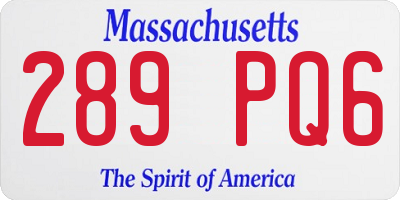 MA license plate 289PQ6