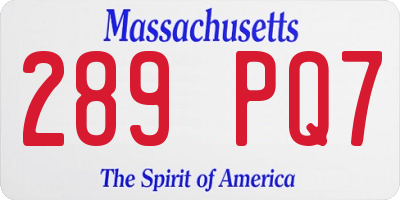 MA license plate 289PQ7