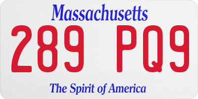 MA license plate 289PQ9