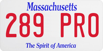 MA license plate 289PR0