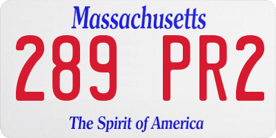 MA license plate 289PR2