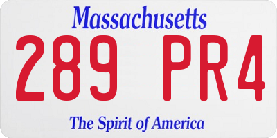 MA license plate 289PR4