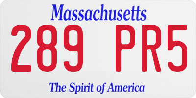 MA license plate 289PR5