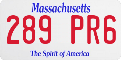 MA license plate 289PR6