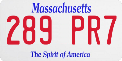 MA license plate 289PR7