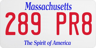 MA license plate 289PR8