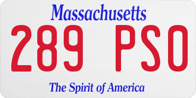 MA license plate 289PS0
