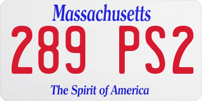 MA license plate 289PS2