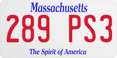 MA license plate 289PS3