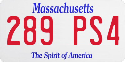 MA license plate 289PS4