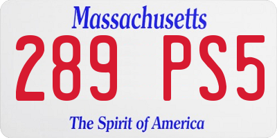 MA license plate 289PS5