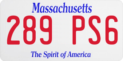 MA license plate 289PS6