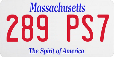 MA license plate 289PS7