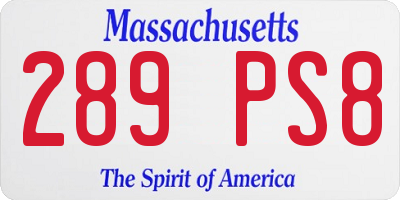 MA license plate 289PS8