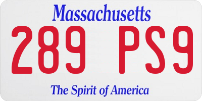MA license plate 289PS9