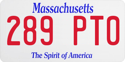 MA license plate 289PT0