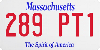 MA license plate 289PT1