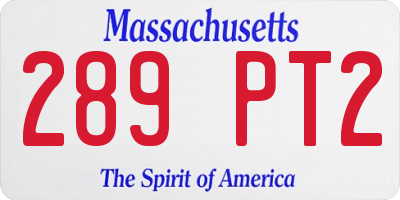 MA license plate 289PT2