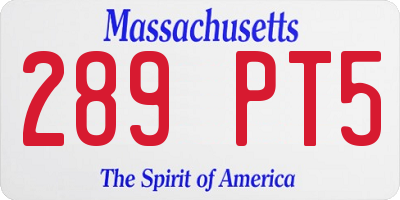 MA license plate 289PT5