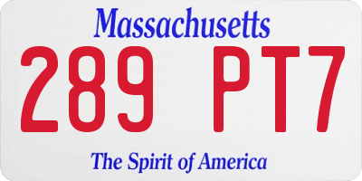 MA license plate 289PT7