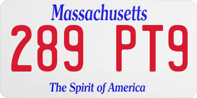 MA license plate 289PT9