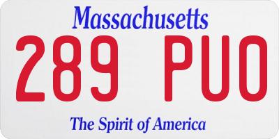 MA license plate 289PU0