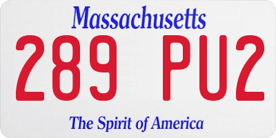 MA license plate 289PU2