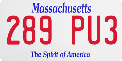 MA license plate 289PU3
