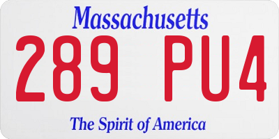 MA license plate 289PU4