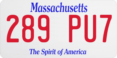 MA license plate 289PU7