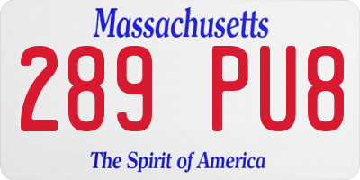 MA license plate 289PU8