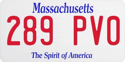 MA license plate 289PV0