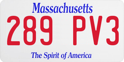 MA license plate 289PV3