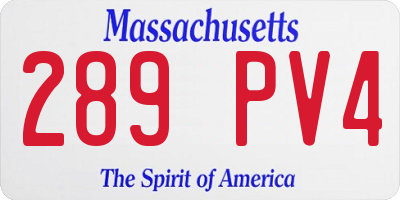 MA license plate 289PV4