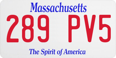 MA license plate 289PV5