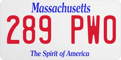 MA license plate 289PW0