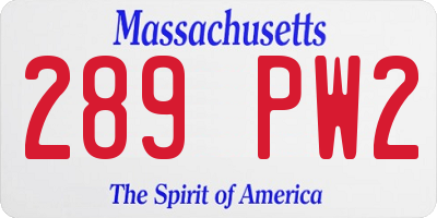 MA license plate 289PW2