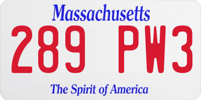 MA license plate 289PW3
