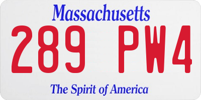MA license plate 289PW4