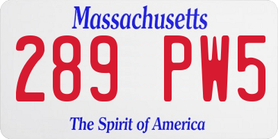 MA license plate 289PW5
