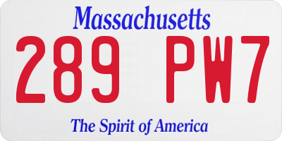 MA license plate 289PW7