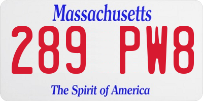 MA license plate 289PW8
