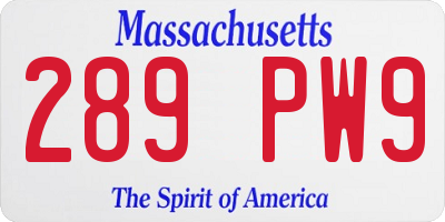 MA license plate 289PW9