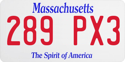 MA license plate 289PX3