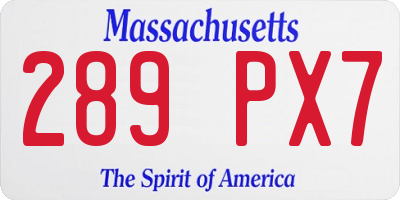 MA license plate 289PX7