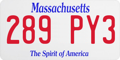 MA license plate 289PY3