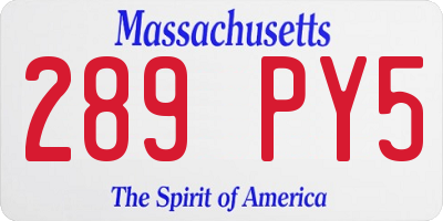 MA license plate 289PY5