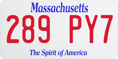 MA license plate 289PY7