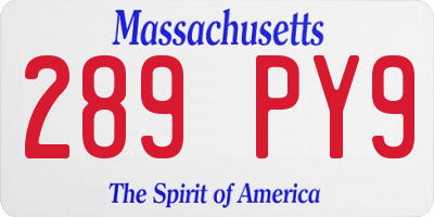 MA license plate 289PY9