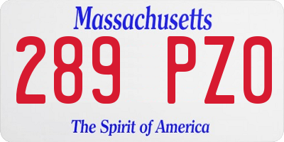 MA license plate 289PZ0